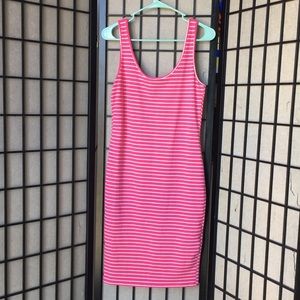 Forever 21 pink white striped dress sz m